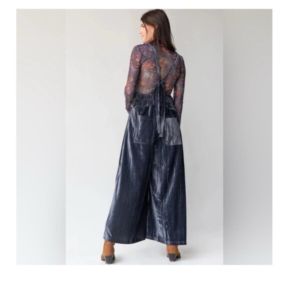 Natural life size xxl gray velvet Jumpsuit overalls - Picture 2 of 8